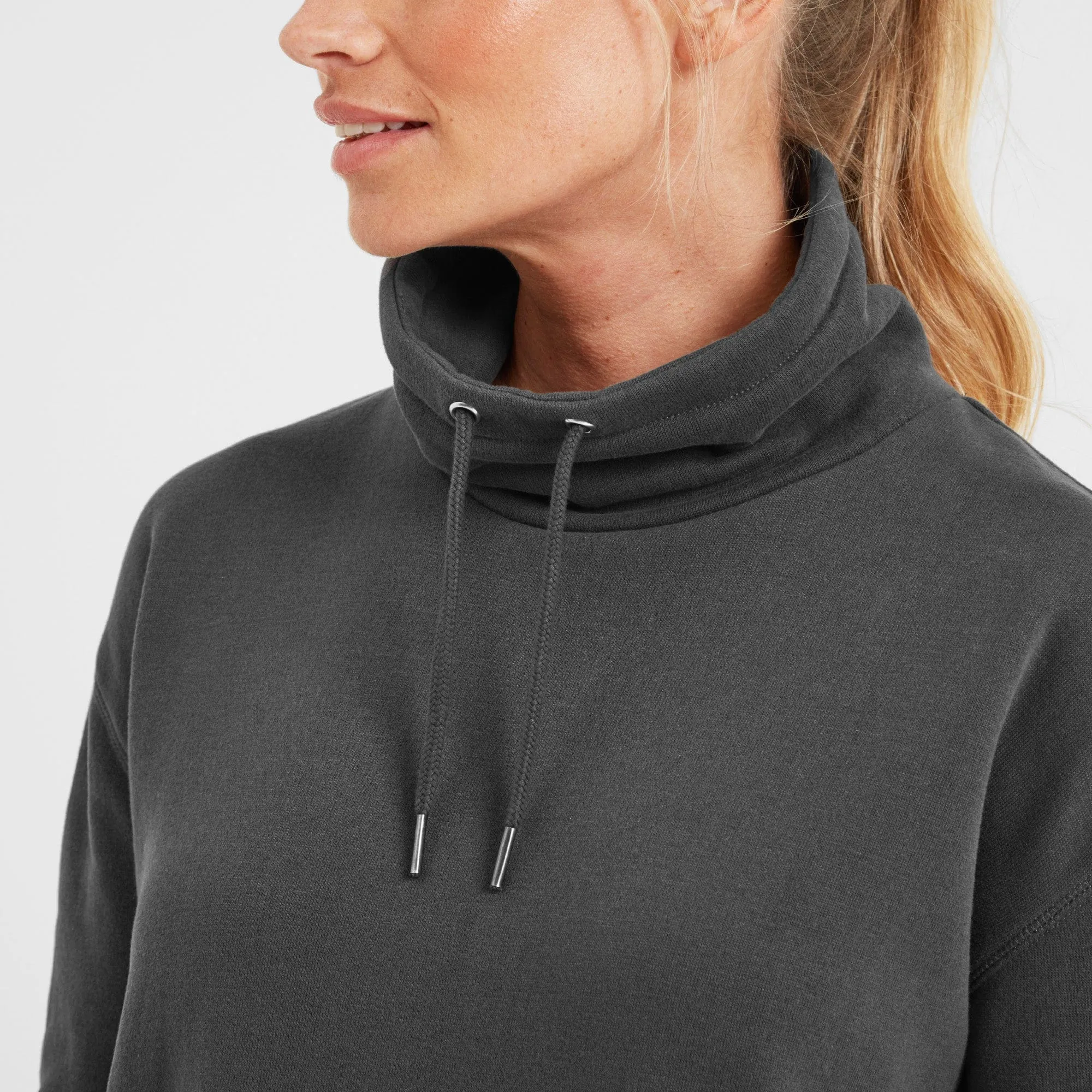 Drakeford Womens Longline Sweat - Washed Black