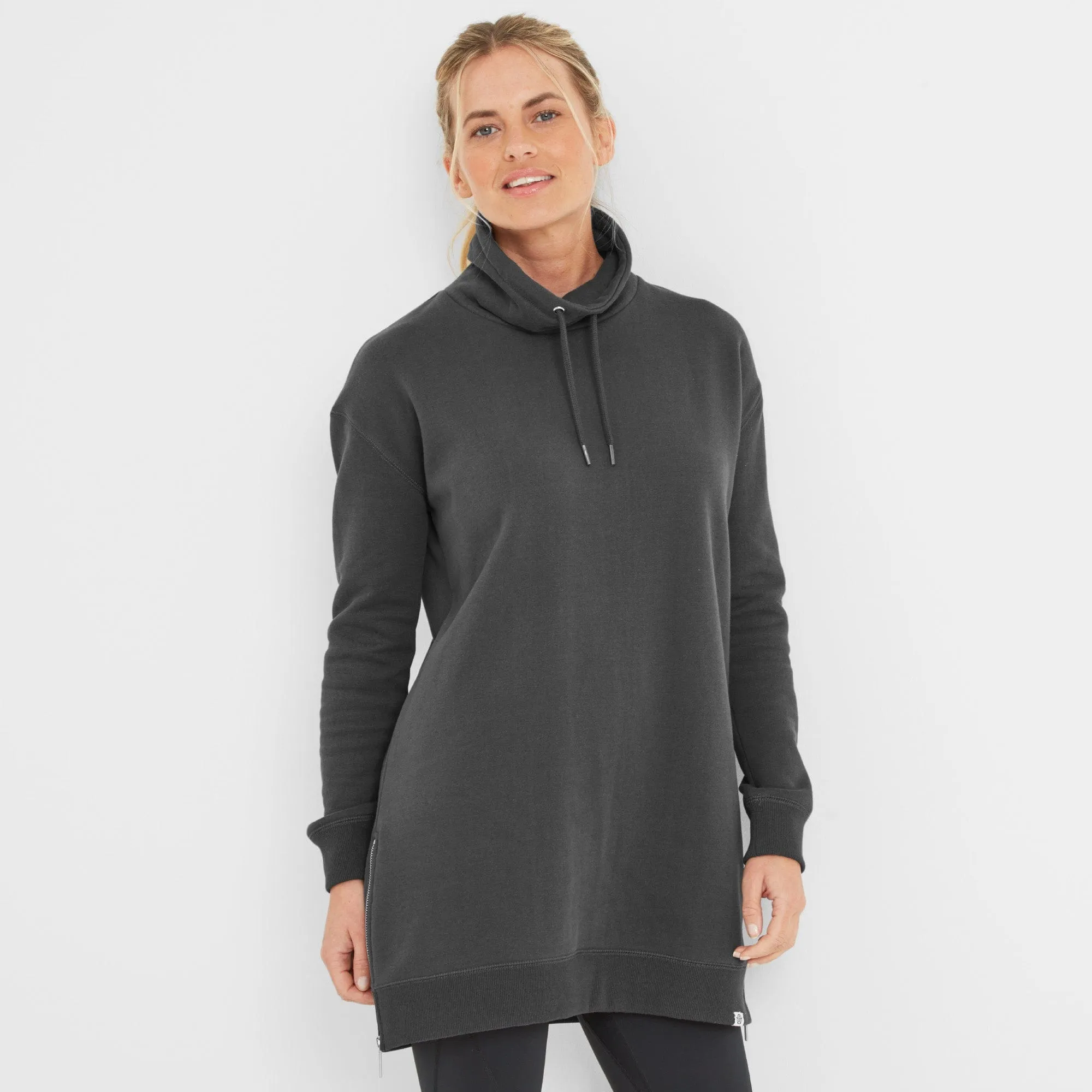 Drakeford Womens Longline Sweat - Washed Black