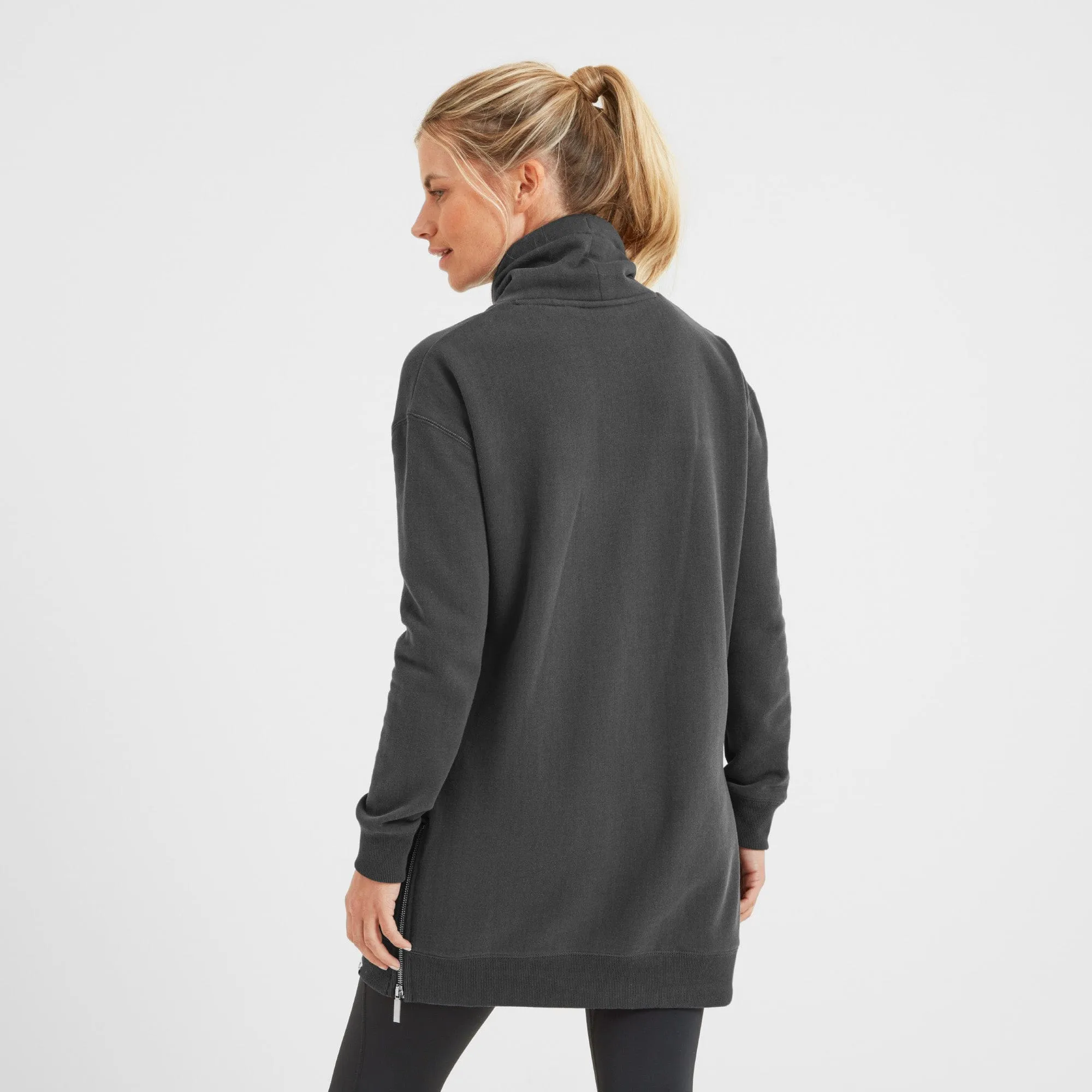 Drakeford Womens Longline Sweat - Washed Black