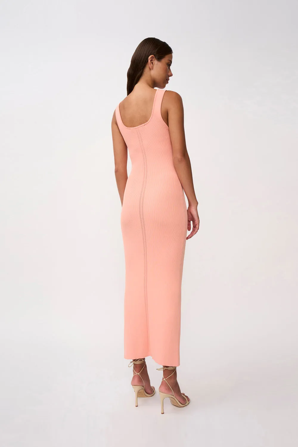 Eco Bead Knit Midi Dress- Peach