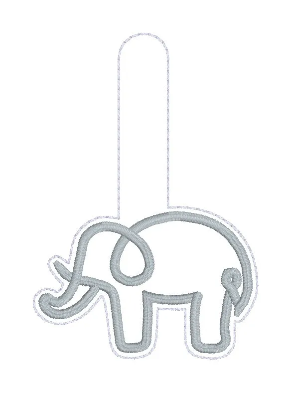 Elephant Minimalist Snap tab (Single and Multi file included) machine embroidery design DIGITAL DOWNLOAD