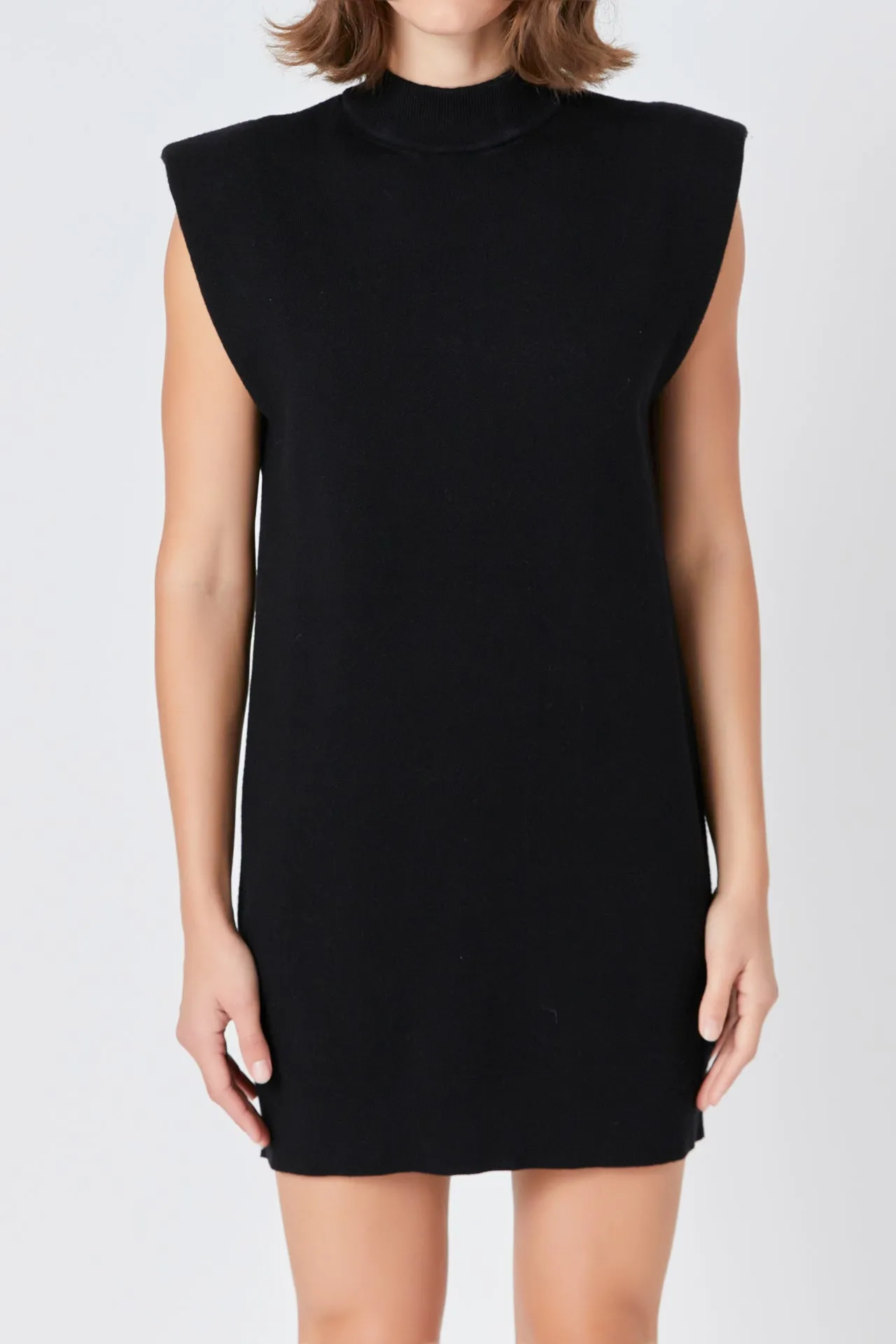 Endless Rose - Mock Neck Sleeveless Knit Mini Dress