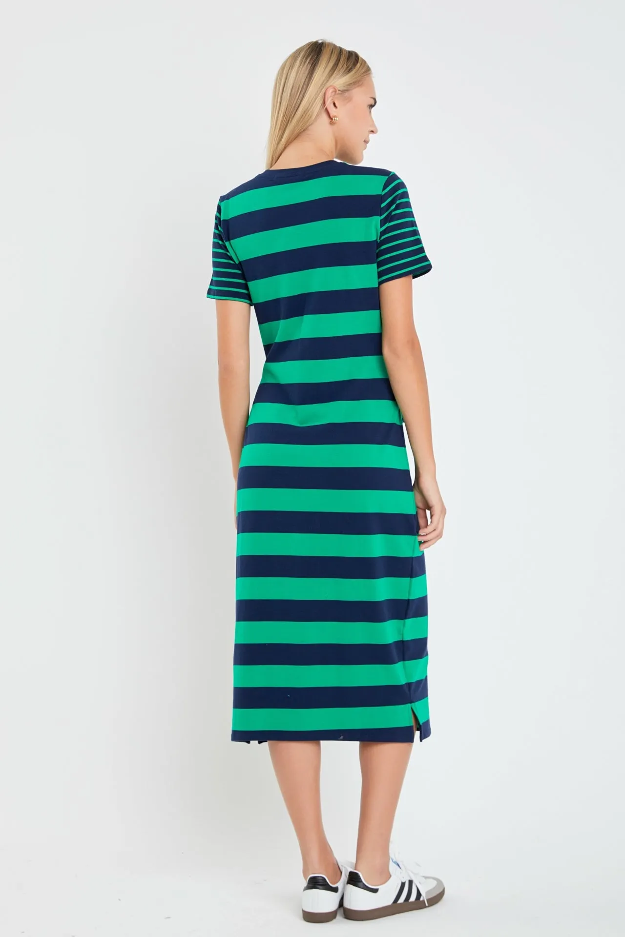 English Factory - Contrast Stripe Knit Midi Dress