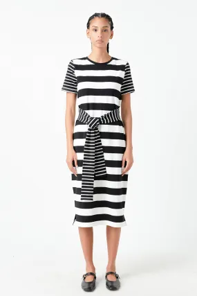 English Factory - Contrast Stripe Knit Midi Dress