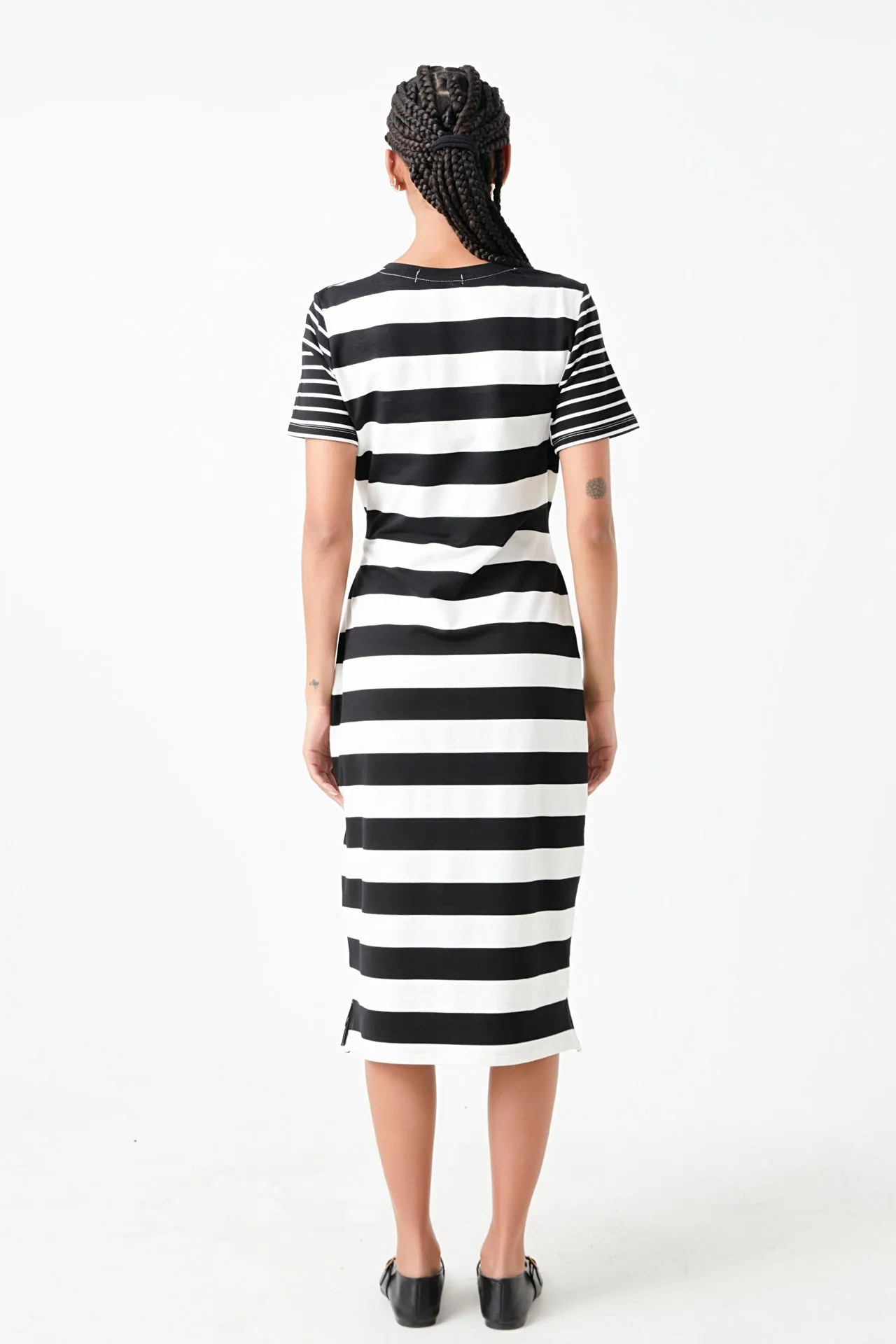 English Factory - Contrast Stripe Knit Midi Dress