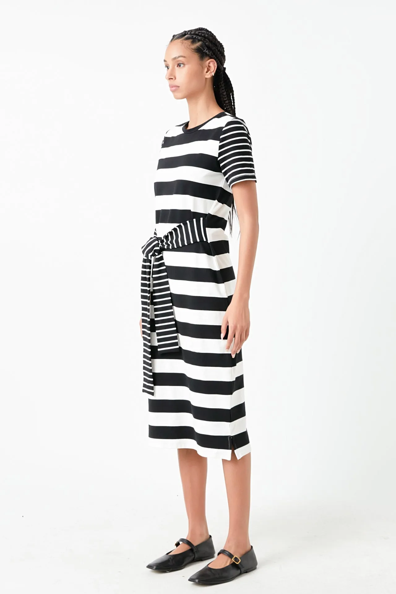 English Factory - Contrast Stripe Knit Midi Dress