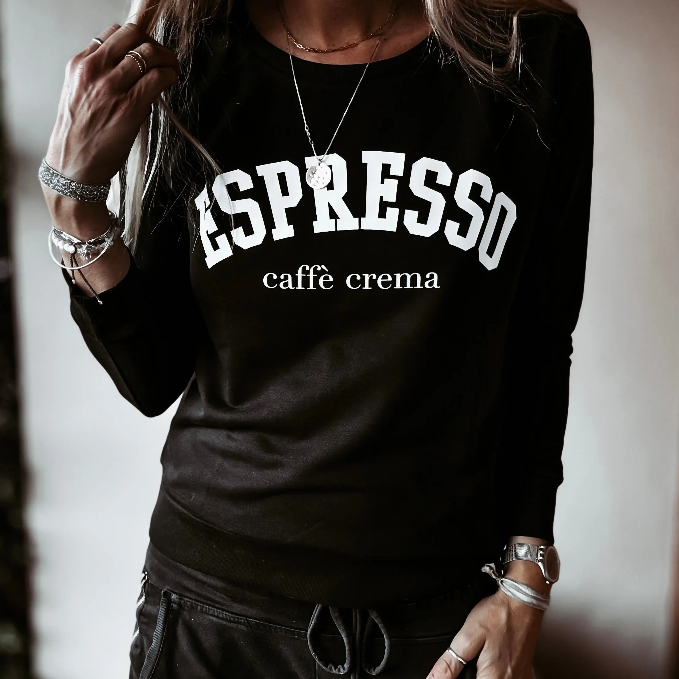 ESPRESSO black sweatshirt *relaxed style* NEW