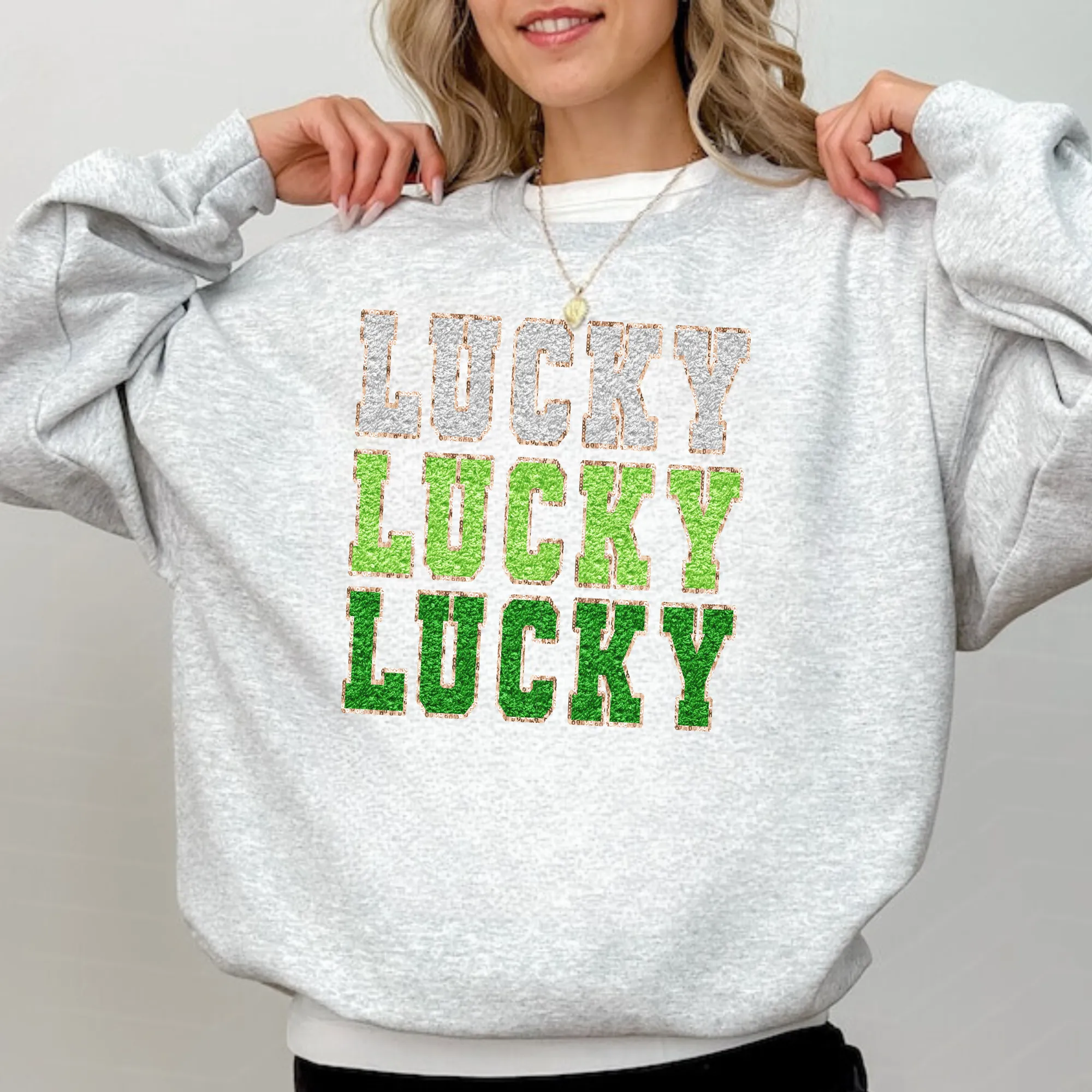 Faux Chenille Lucky St. Patrick's Day Sweatshirt