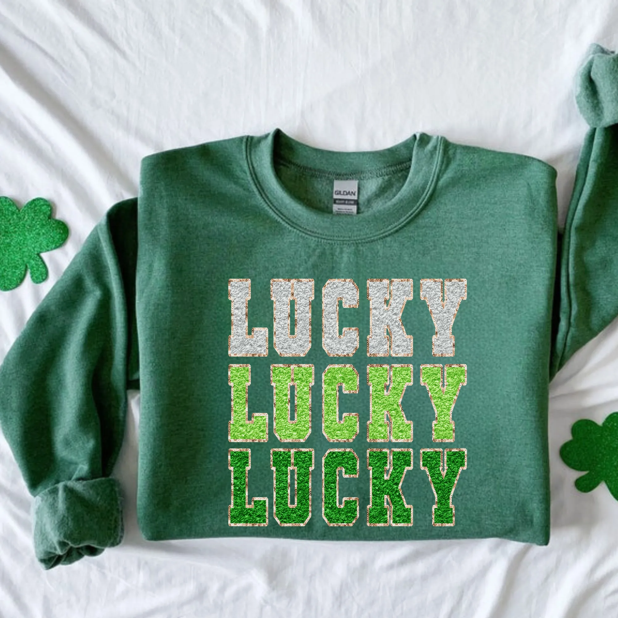 Faux Chenille Lucky St. Patrick's Day Sweatshirt