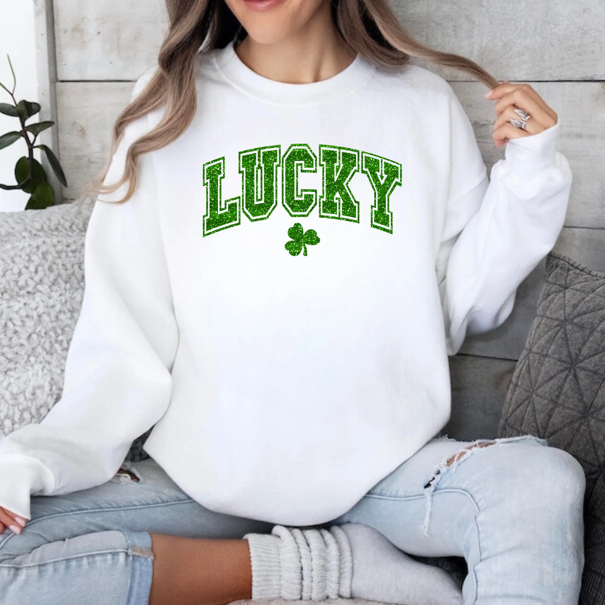 Faux Sequin Lucky St. Patrick's Day Sweatshirt