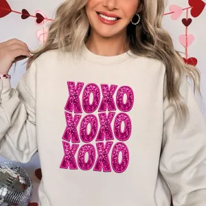 Faux Sequin Pink XOXO Sweatshirt