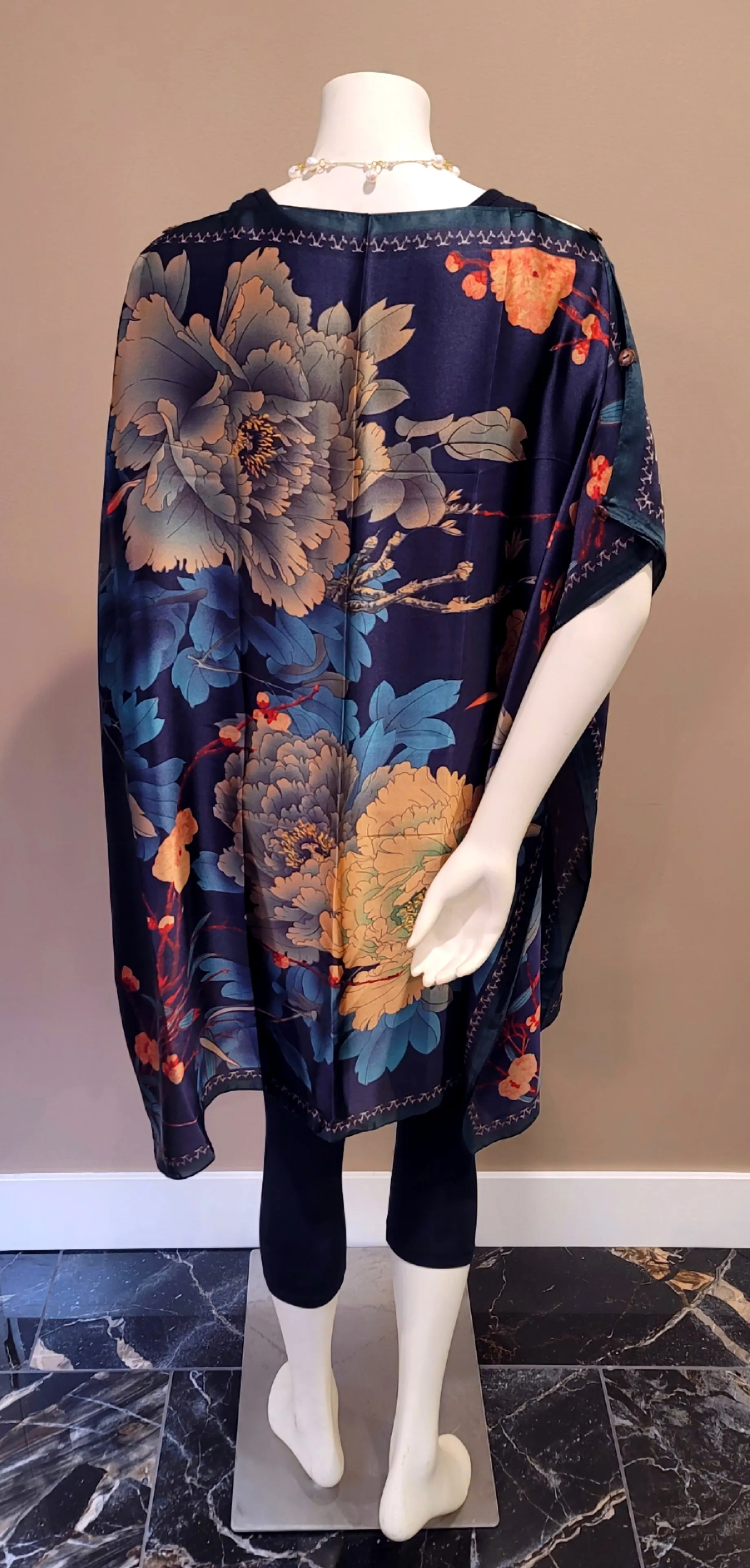 Floral Silk Poncho