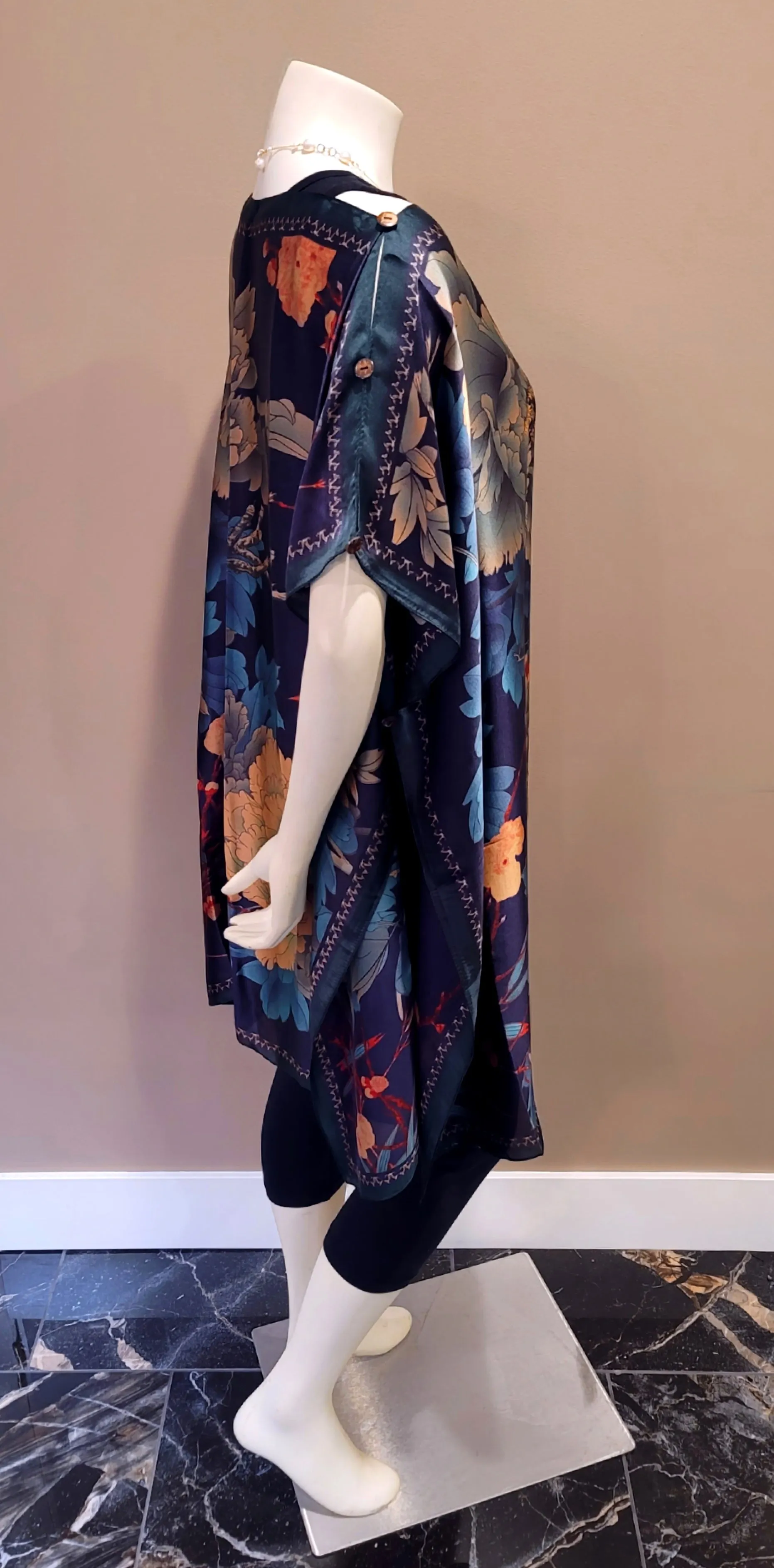 Floral Silk Poncho