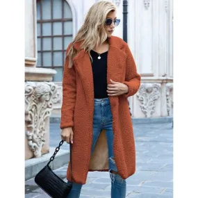 Fur long teddy jacket coat fall trench coat