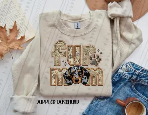 Fur Mom Dappled Daschund Dog Sweatshirt  - Natural Stone