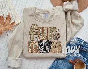 Fur Mom Grey Bulldog Sweatshirt  - Natural Stone