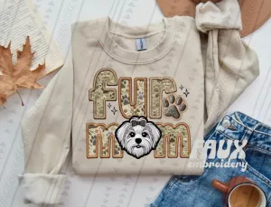 Fur Mom Maltese Dog Sweatshirt  - Natural Stone