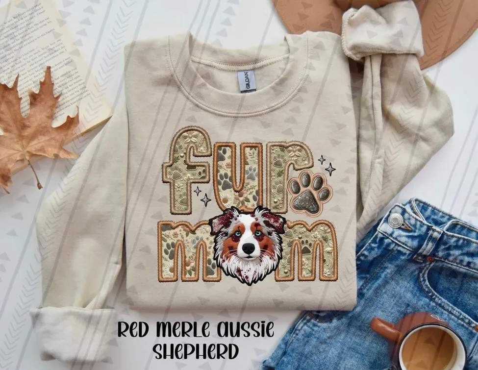 Fur Mom Red Merle Aussie Dog Sweatshirt  - Natural Stone ( color options)