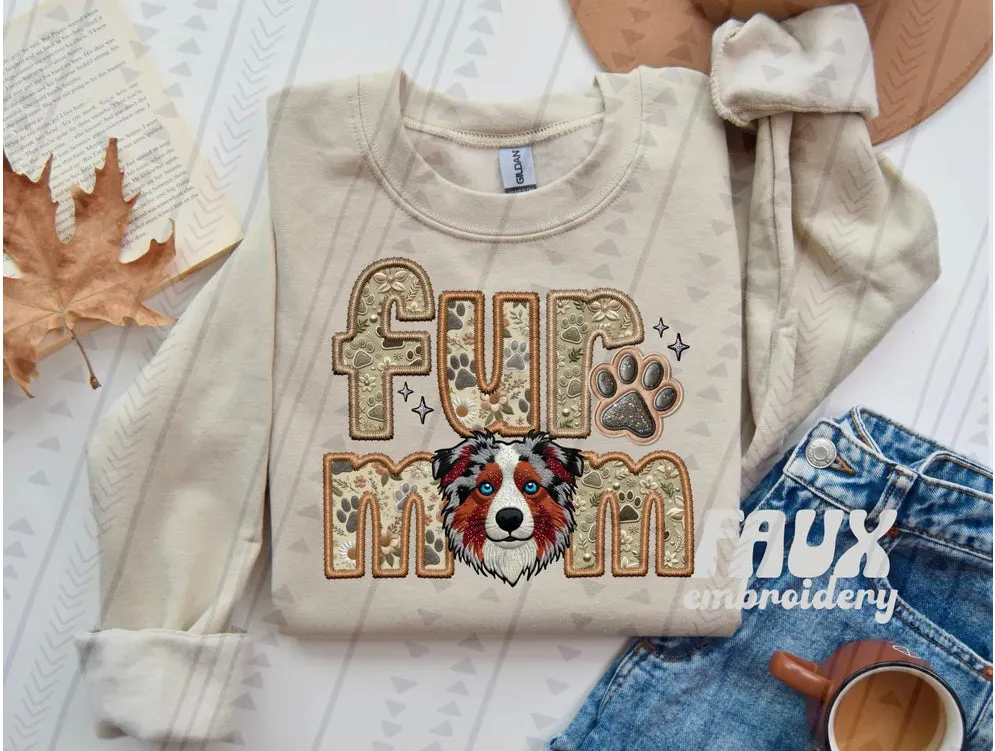 Fur Mom Red Merle Aussie Dog Sweatshirt  - Natural Stone ( color options)