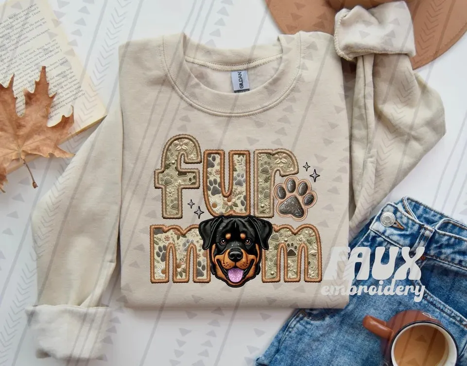 Fur Mom Rottweiler Dog Sweatshirt  - Natural Stone