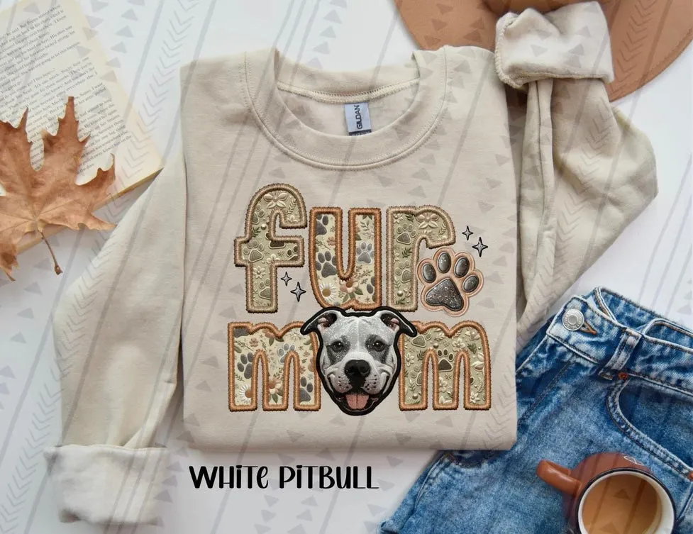 Fur Mom White Pitbull Dog Sweatshirt  - Natural Stone