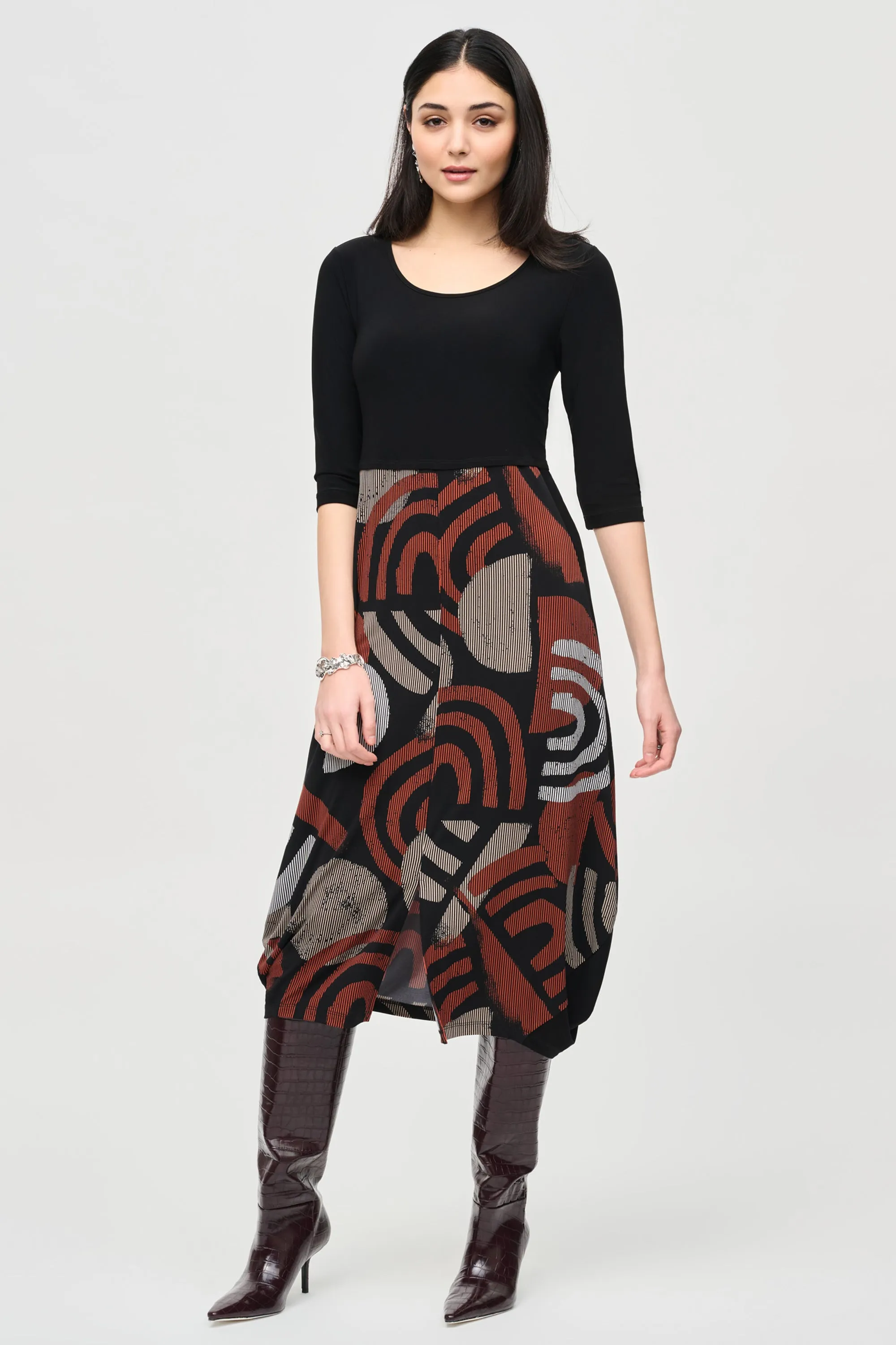 GEOMETRIC PRINT COCOON DRESS