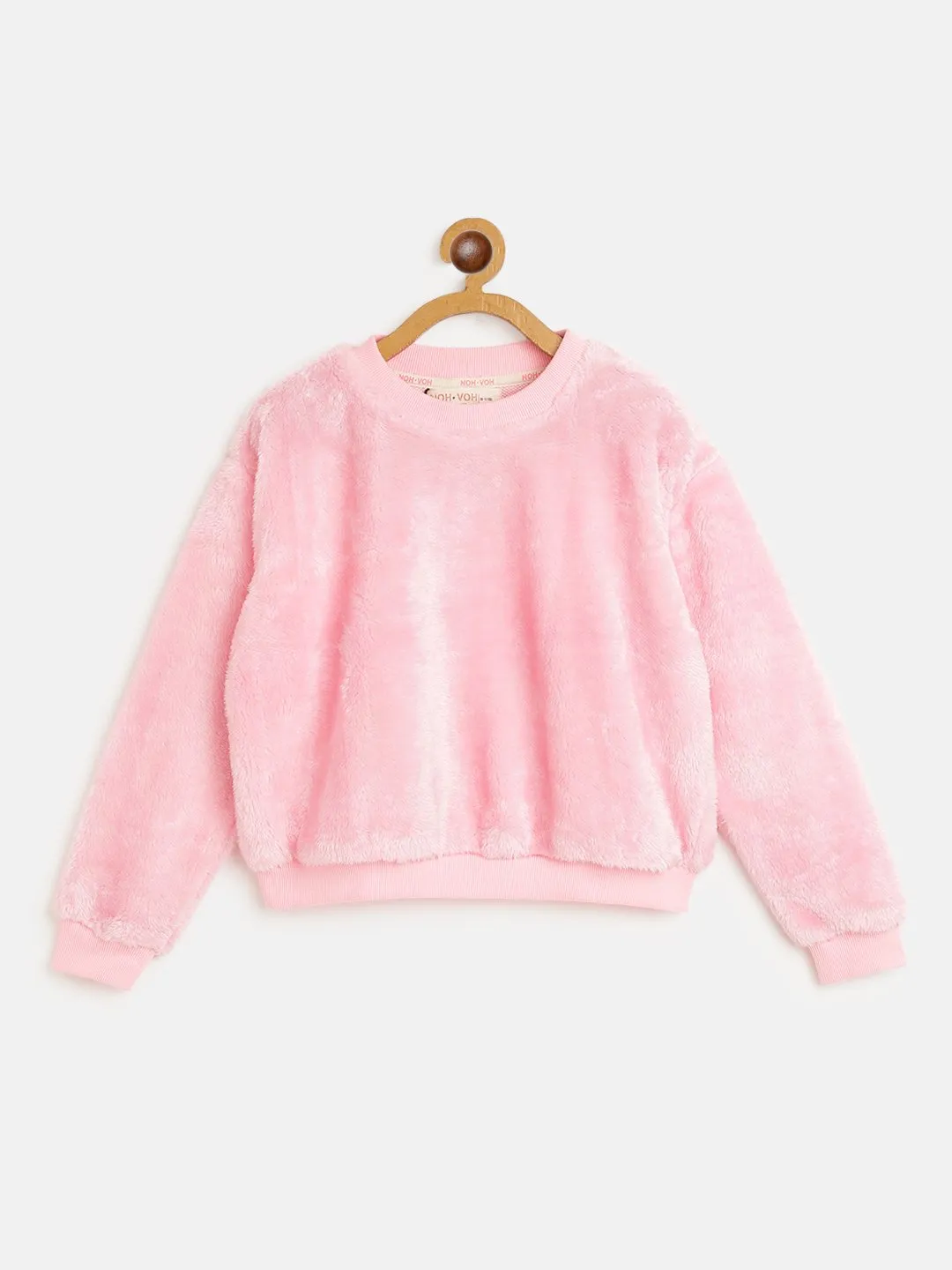 Girls Pink Fur Sweatshirt