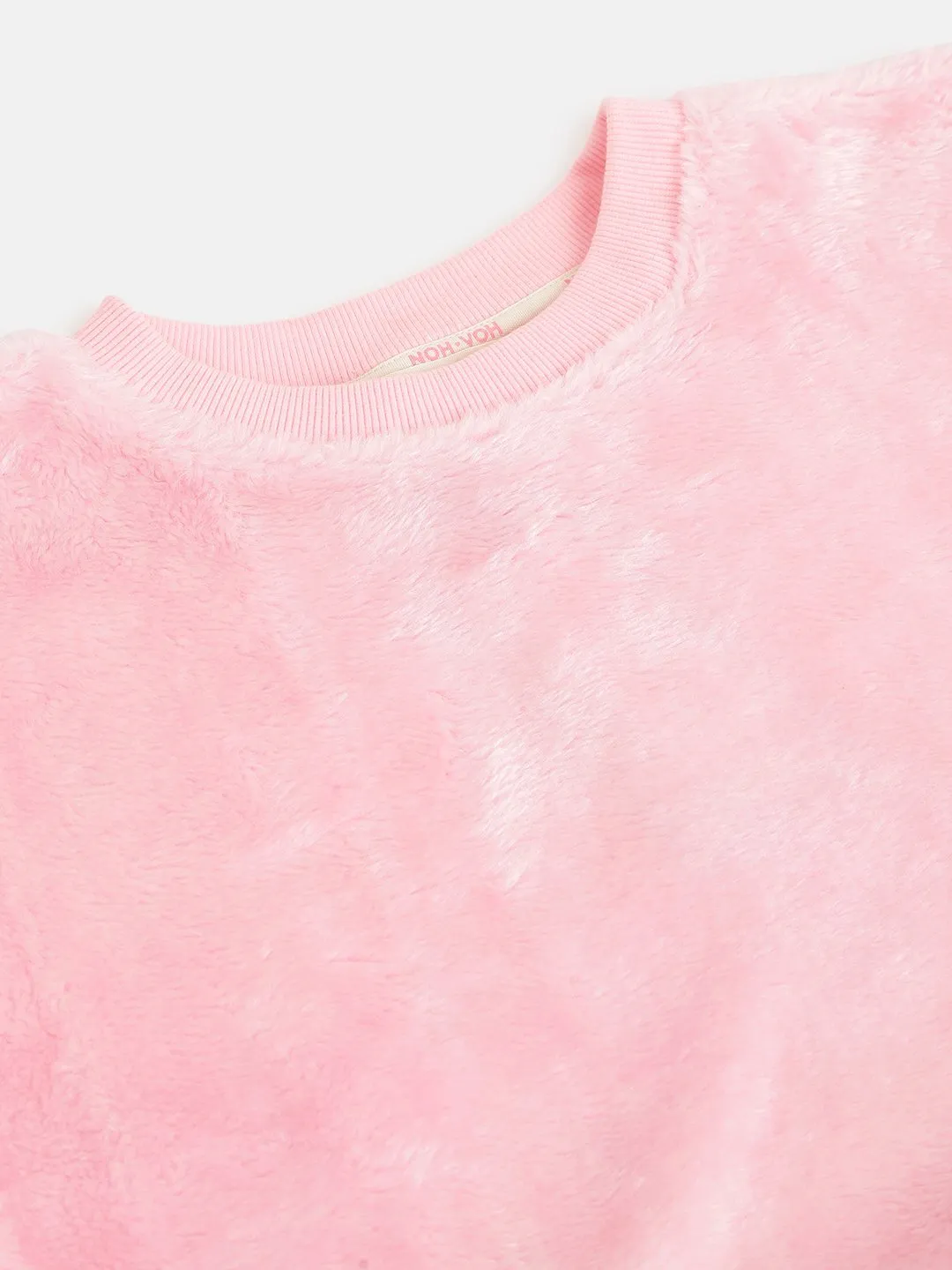 Girls Pink Fur Sweatshirt