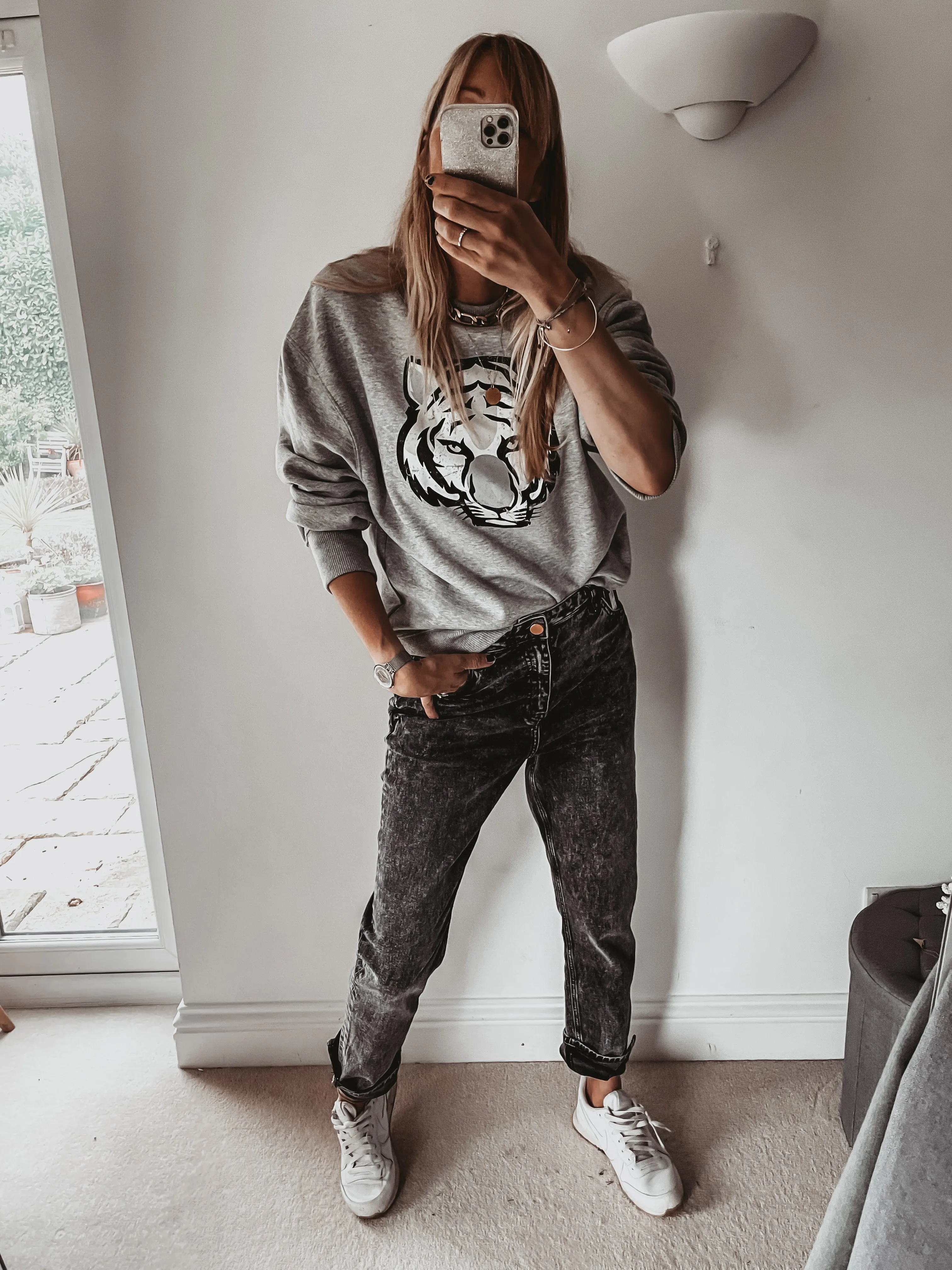 Grey tiger sweatshirt *super slouchy fit* *now half price*