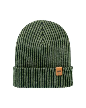 HAAKWEAR Cuffed Wide Ribbed Striped Beanie, Limited Edition, Black/Green, Made in USA