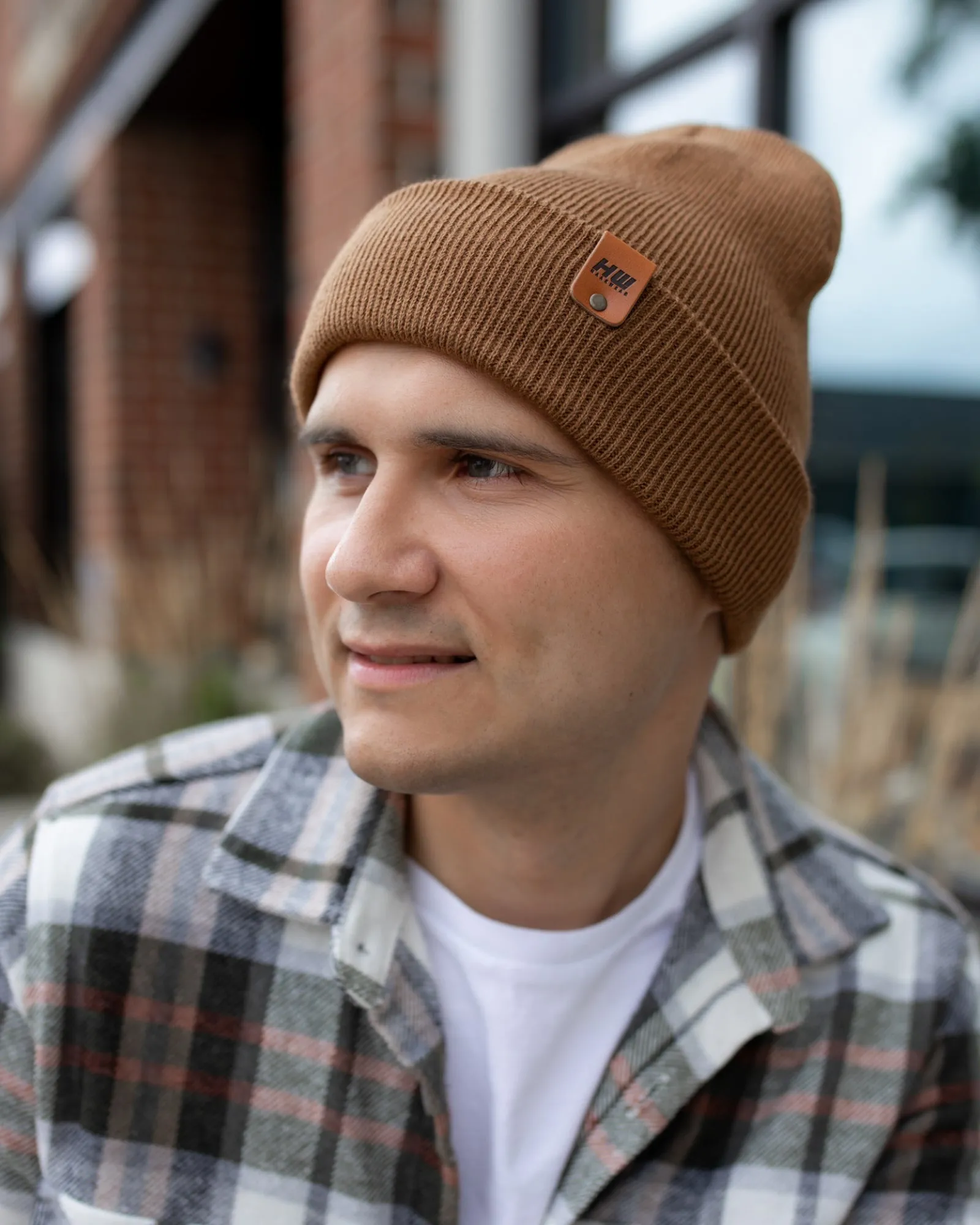 HAAKWEAR Knit Cuffed Beanie - Camel Brown, Made in USA