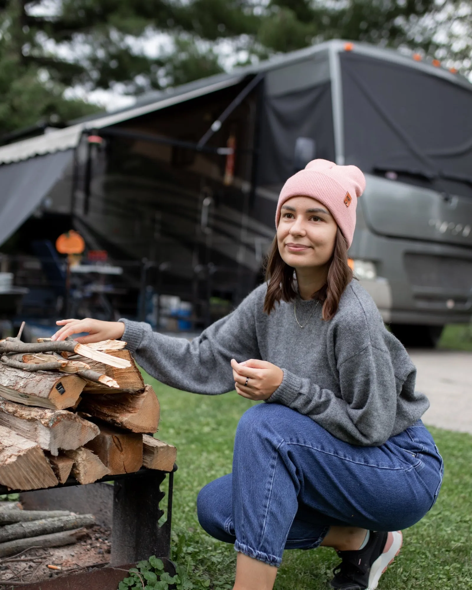 HAAKWEAR Knit Cuffed Beanie - Pearl Pink,  Made in USA