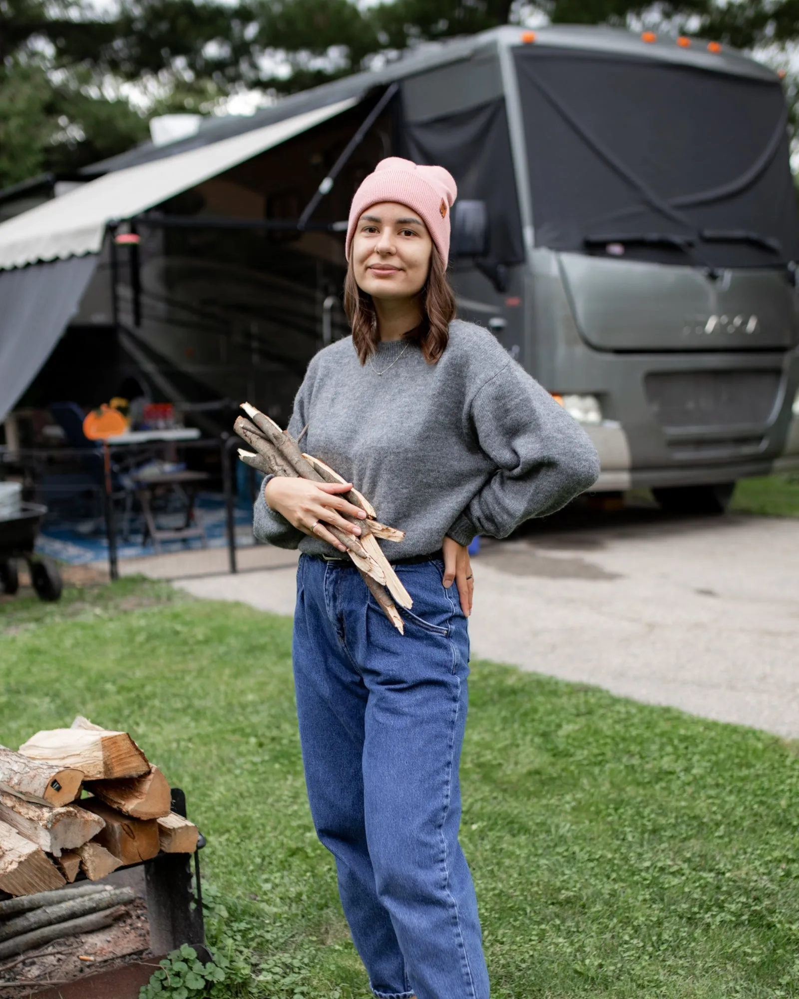 HAAKWEAR Knit Cuffed Beanie - Pearl Pink,  Made in USA