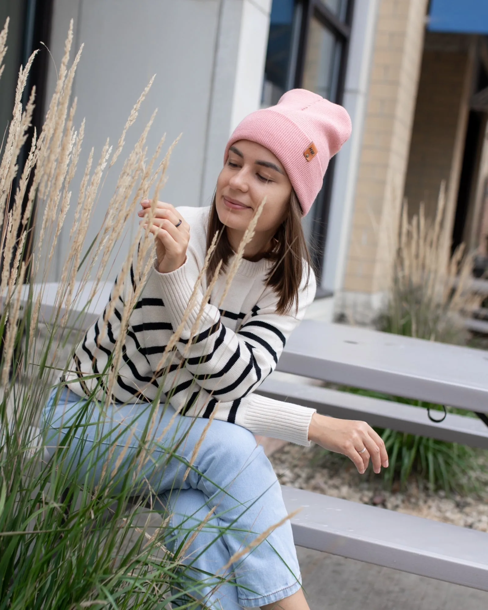 HAAKWEAR Knit Cuffed Beanie - Pearl Pink,  Made in USA