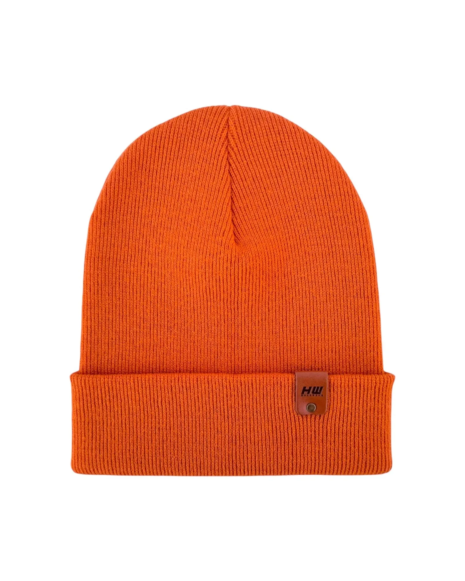 HAAKWEAR Knit Cuffed Beanie - Tiger Orange, Made in USA