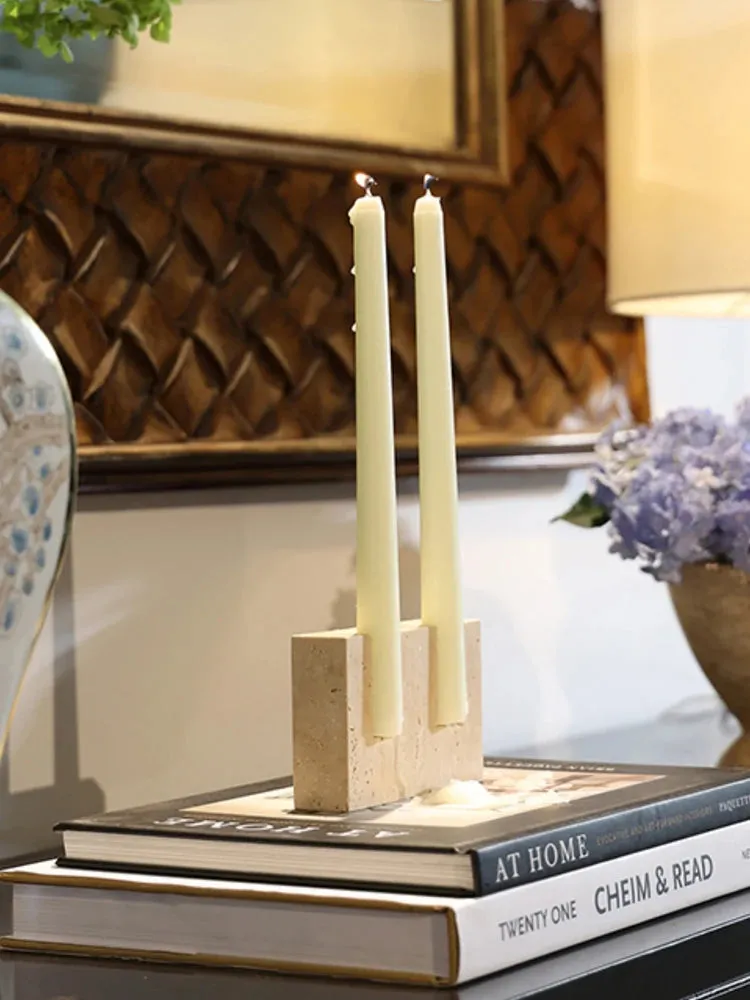 Handcrafted Natural Travertine Marble Candle Holder