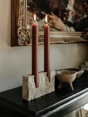 Handcrafted Natural Travertine Marble Candle Holder