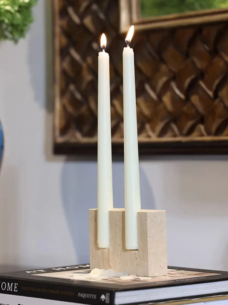 Handcrafted Natural Travertine Marble Candle Holder