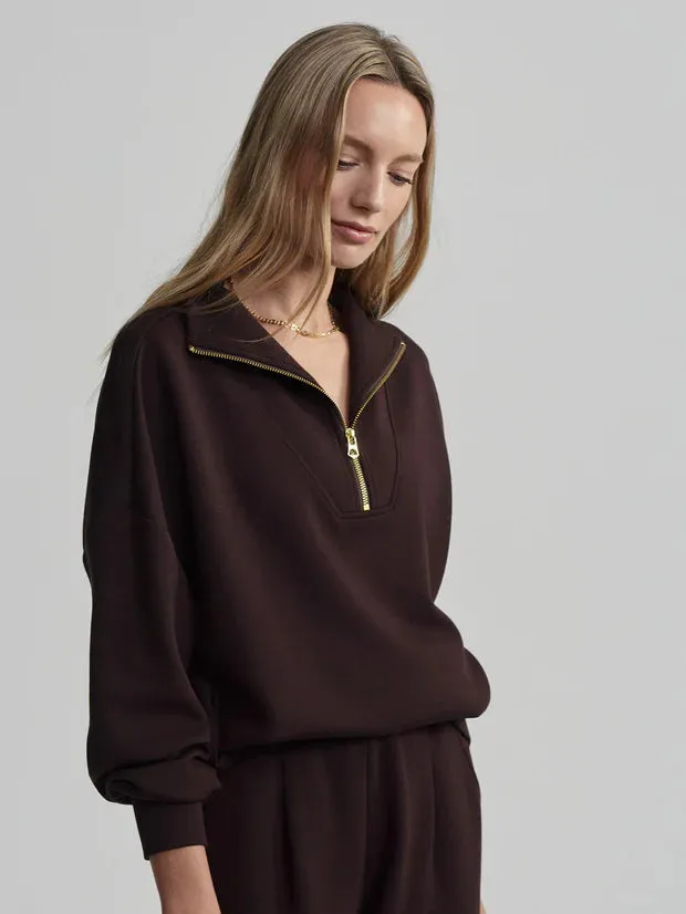 Hawley Half-Zip Sweat in Coffee Bean