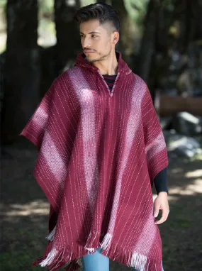 Hooded Poncho For Men Burgundy