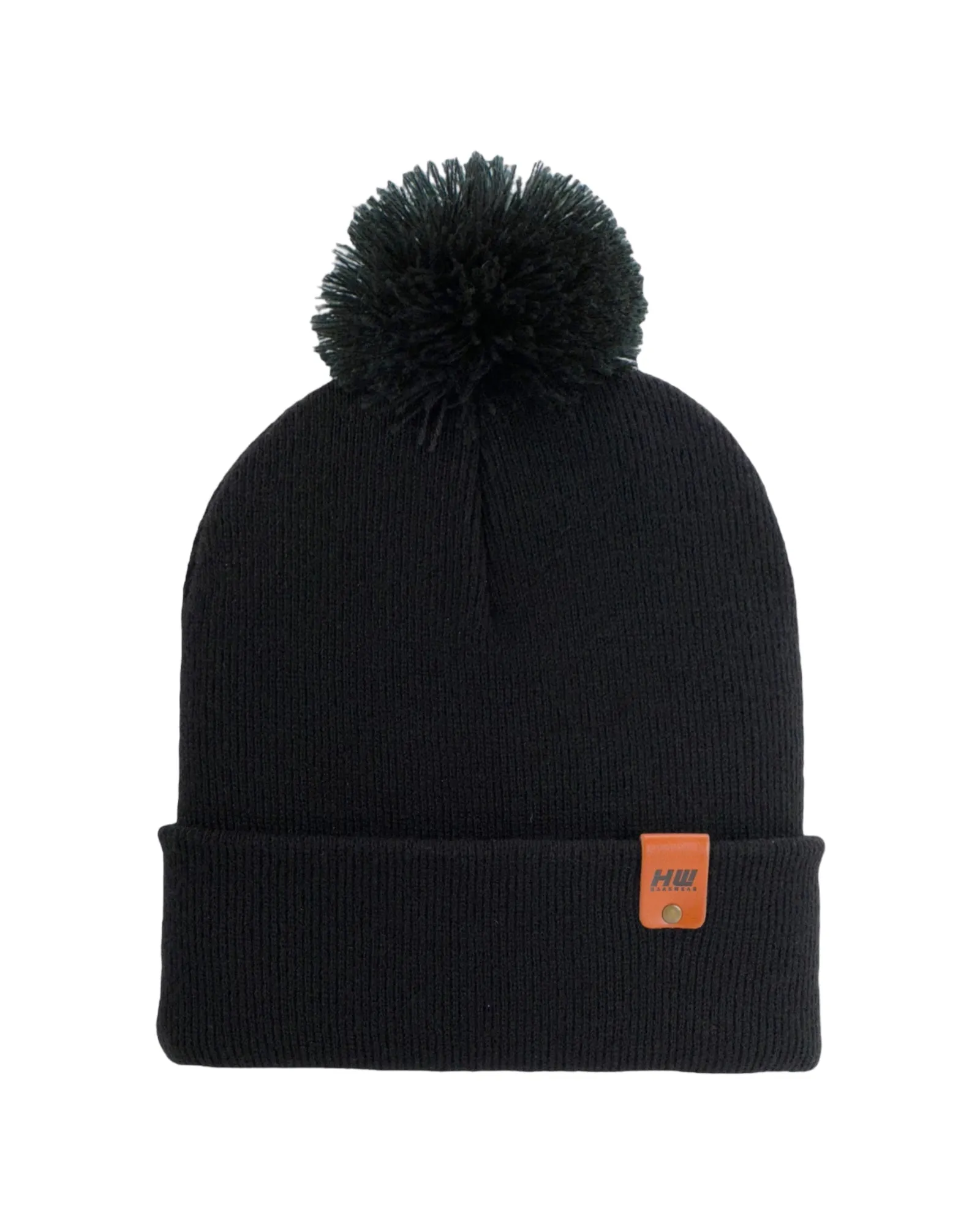 HW6071 HAAKWEAR Pom Pom Beanie - Made in USA - Black