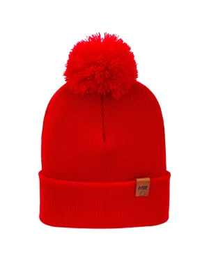 HW6071 HAAKWEAR Pom Pom Beanie - Made in USA - RED