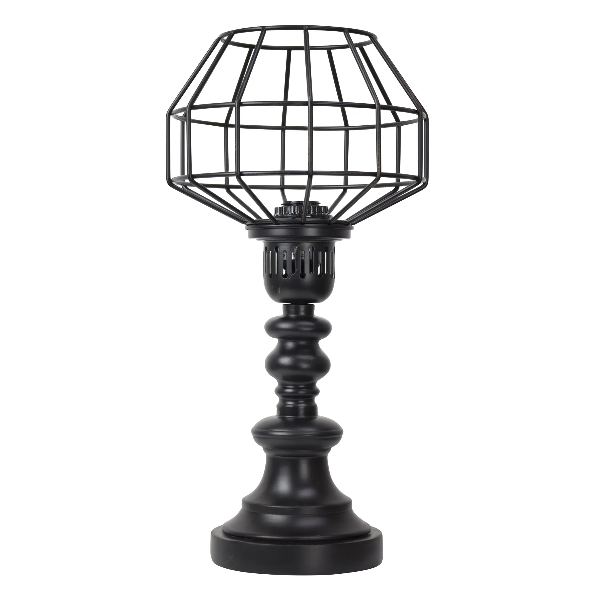 Industrial Black Metal Wire Caged 18" Table Lamp