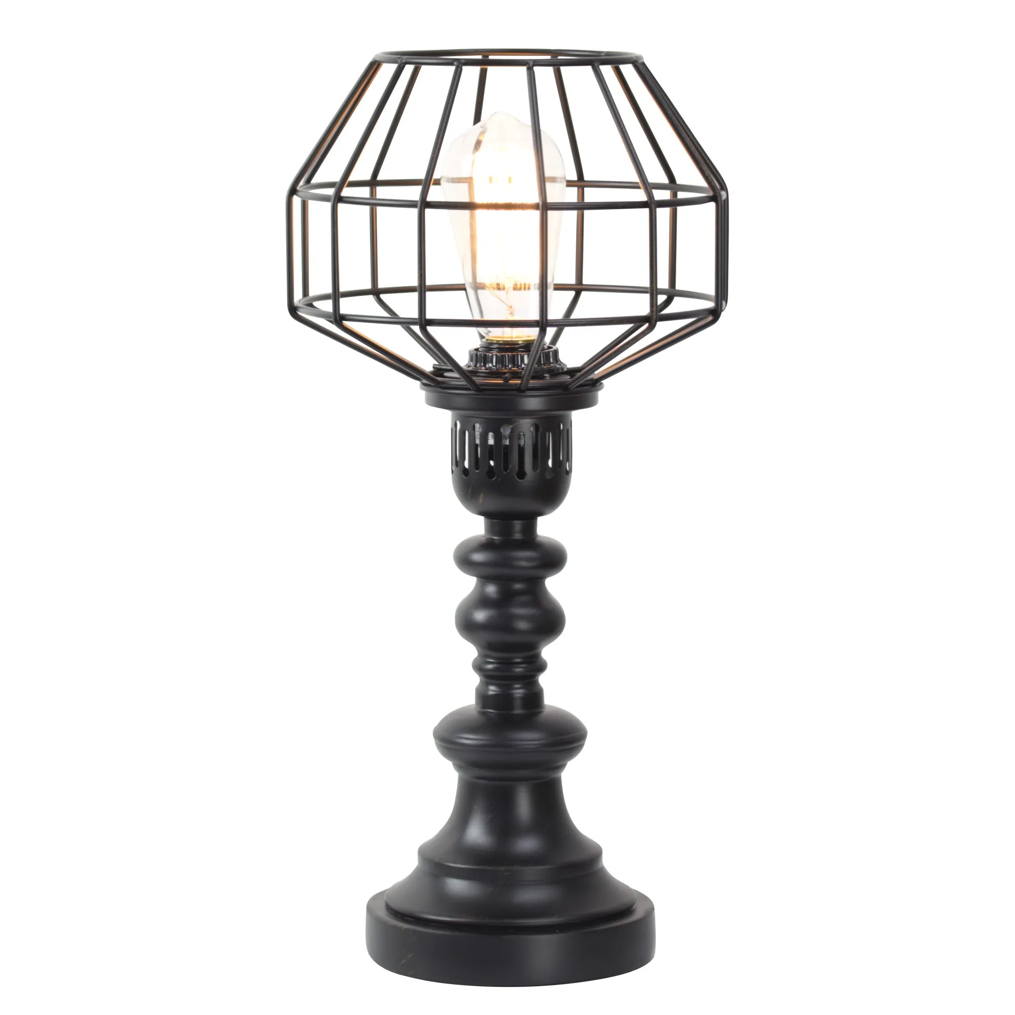 Industrial Black Metal Wire Caged 18" Table Lamp