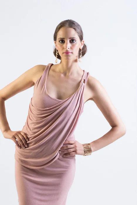 Jersey body-con dress with draped front