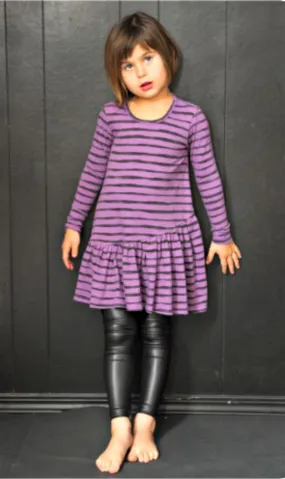 Joah Love Girls Purple Asymmetrical Stripe Ruffle Dress