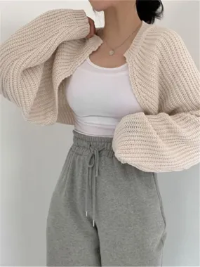 Joskaa New 2024 Short Cardigans Knitted Chic Korean Fashion Poncho Women Summer Elegant Vintage Minimalist Lady Tops Fall Outfits 2024