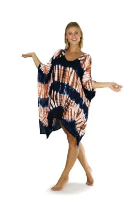 Jungle Brown Tie Dye Fringeless Cover-Up Kaftan