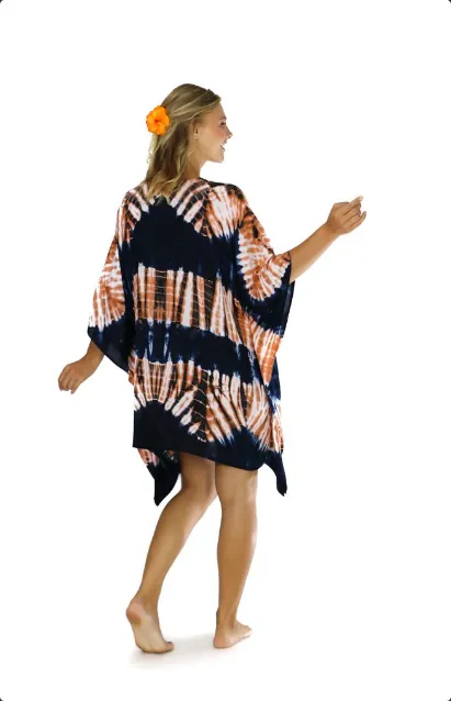 Jungle Brown Tie Dye Fringeless Cover-Up Kaftan