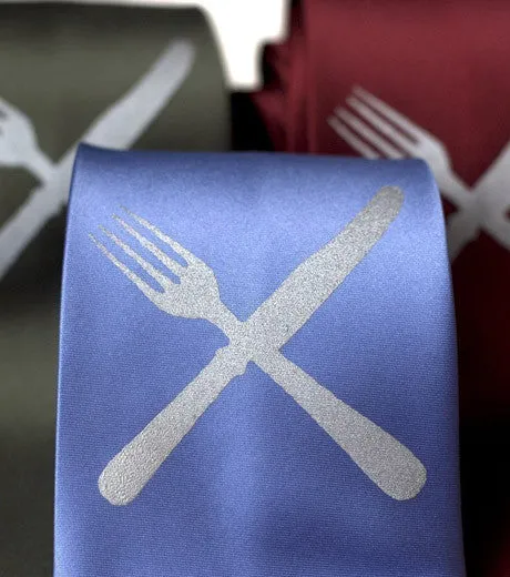 Knife & Fork Silk Necktie. Eat Me Tie